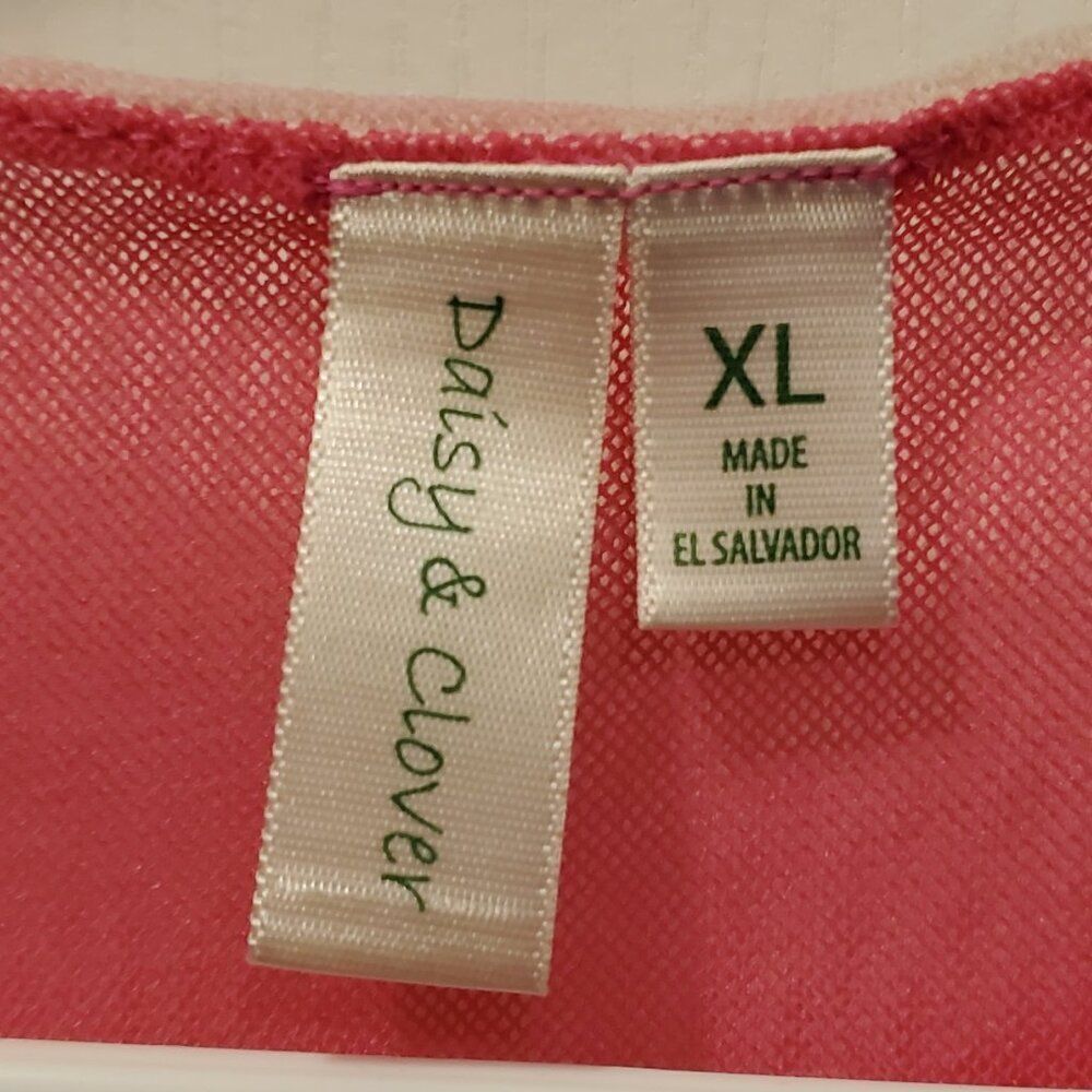 Daisy & Clover 2 ply sheer Pink V neck Wrap top L/XL - Picture 3 of 5